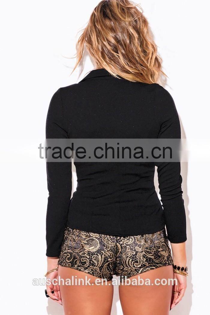 best selling fancy women black single button fitted blazer