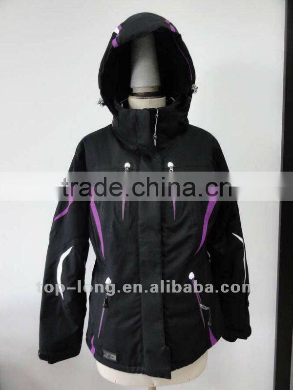 Women ourtdoor clothing brands insulated jacket with hood windproof&waterproof