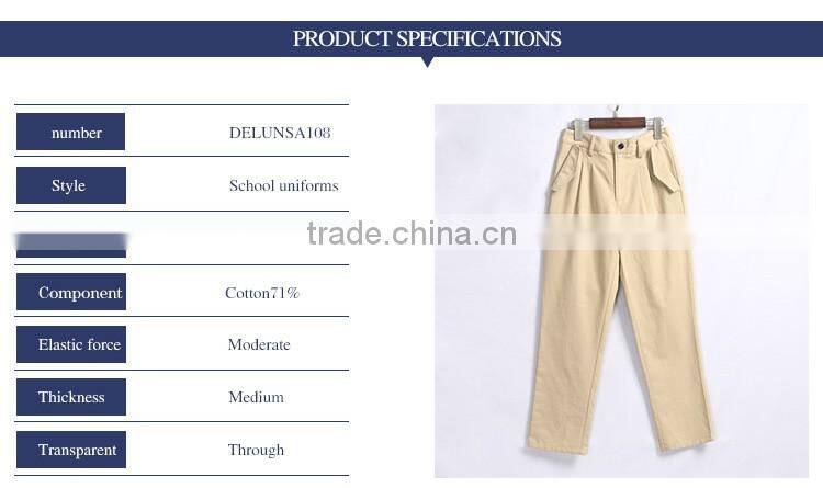 American Style Khaki Cotton Boy School Uniform Pants