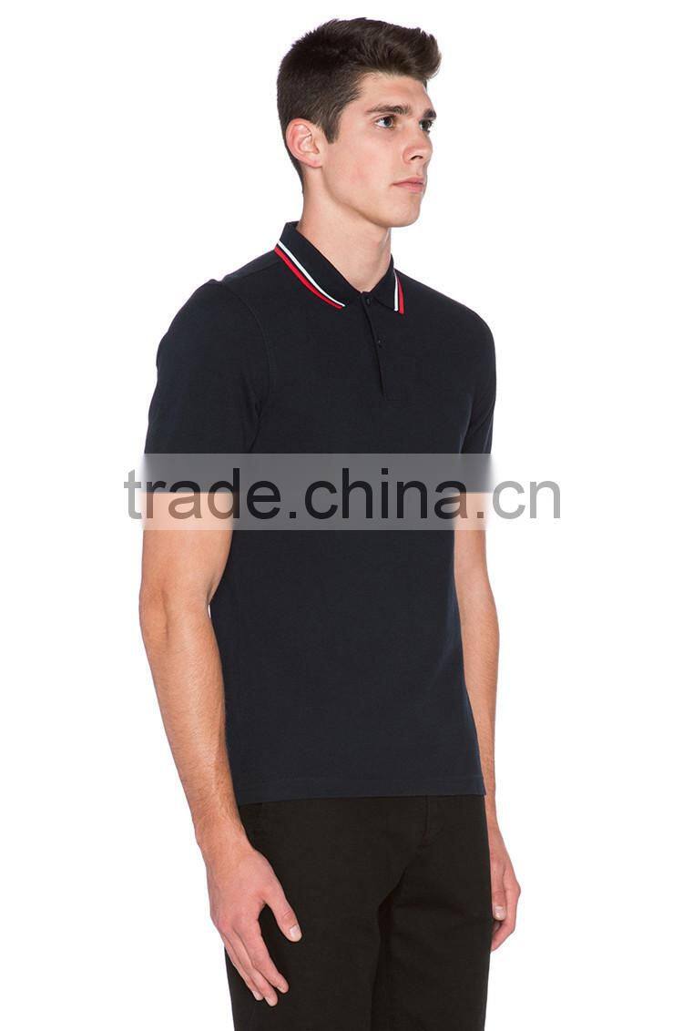 Wholesale woven collar oversized men polo shirt black polo shirts