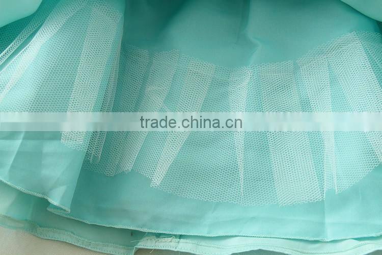 New India and Pakistan Clothing child Green handmade Flower wedding dress sweet girl Fluffy party dresses