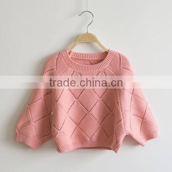 Child Bat Sleeves Pullover Baby Girl Pointelle Modern Knitting Sweater