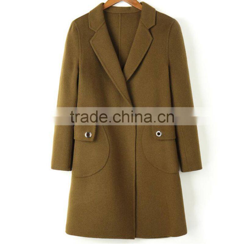 Autumn Winter New Women Wool Coat Straight Square Collar Ladies Long Coats