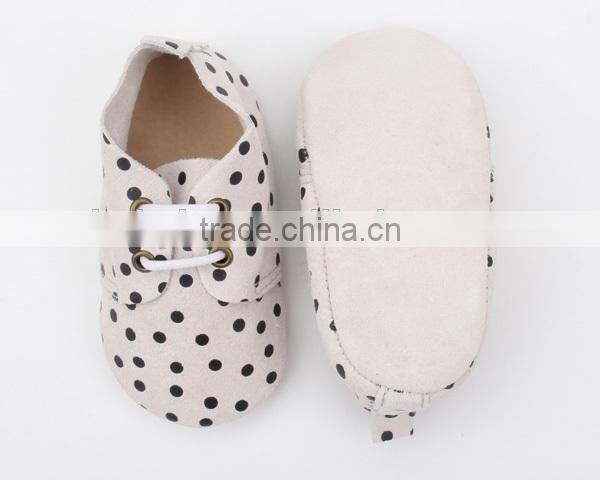 Polka dots prints 100% handmade skidproof baby oxford shoes