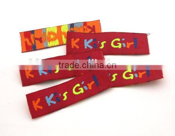 Customized garment shoe labels/woven labels/main label/embroidered tag straight cut WSC-001