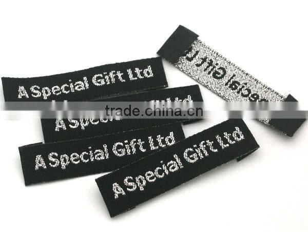 Customized garment shoe labels/woven labels/main label/embroidered tag silver gold WSL-001