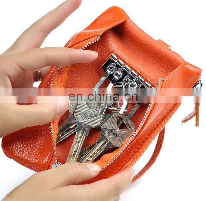 Hot selling multi-function pu leather card keychain holder purse wallet