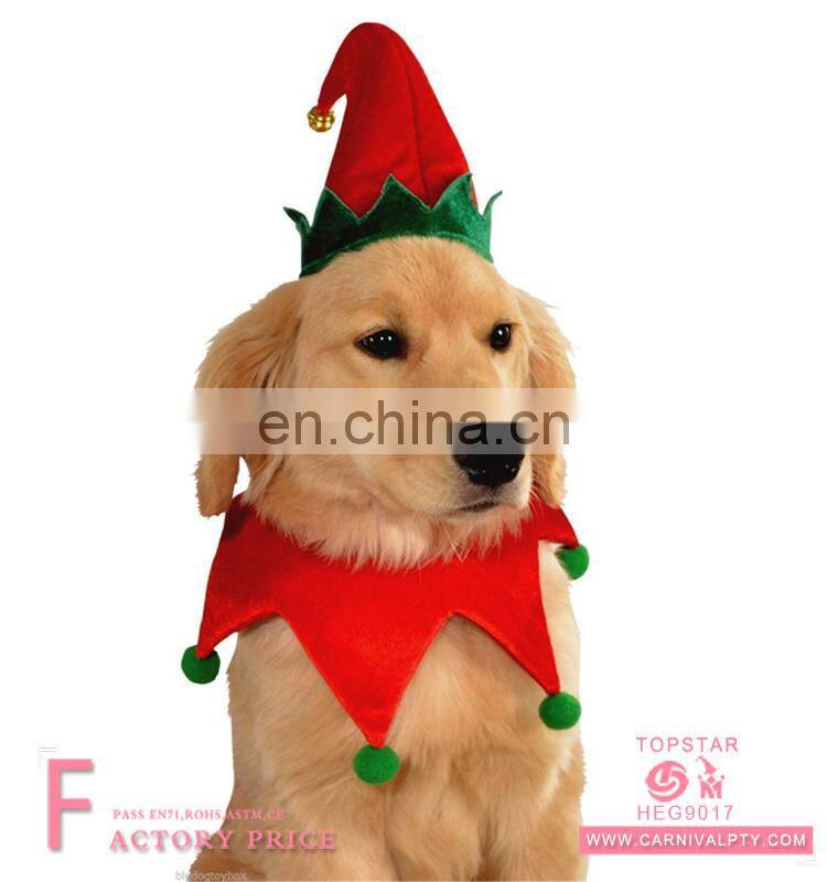 New Fashion Promotional Design Christmas Pet Costume With Elf Hat With Bell For Party