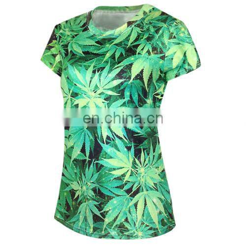Golden Supplier Green Color Cheap Women Custom T Shirt Printing Casual Wear Tee Shirt