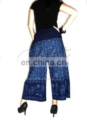 Wholesales Wide led,Palazzo pants with Elephant printed on Cotton fabric with plus size