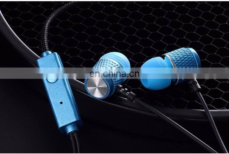 2017 gray Super bass metal braided earphone headset earpiece with mic