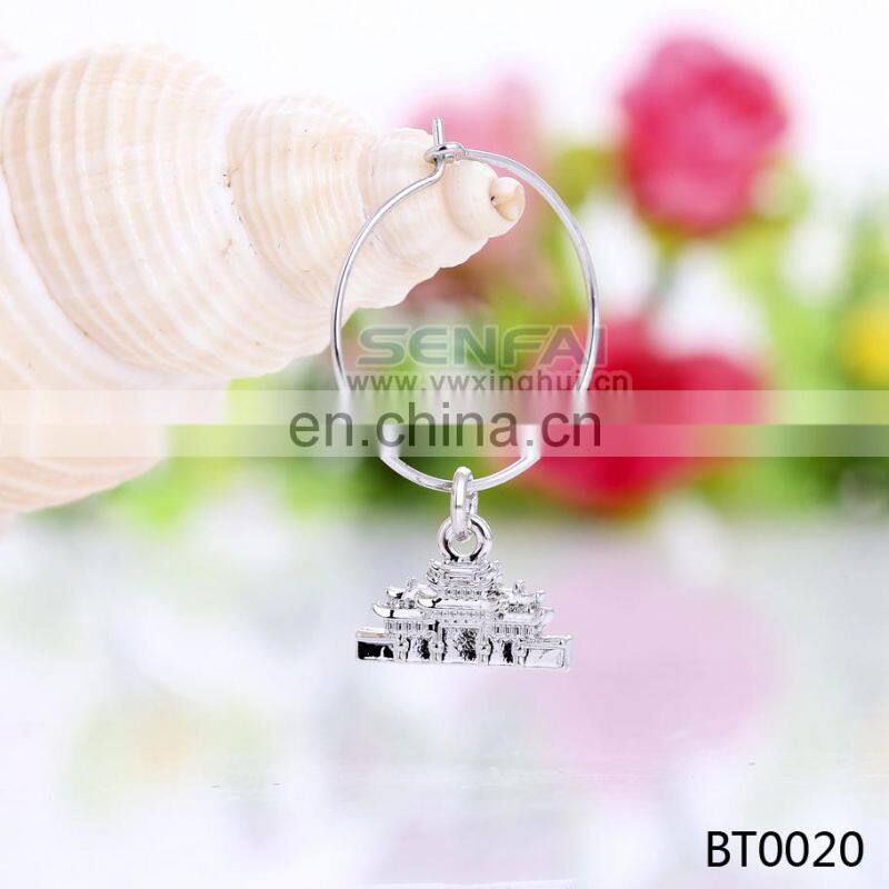 bulk engraved wine glass charms Wedding lead & nickel free glass wine charm