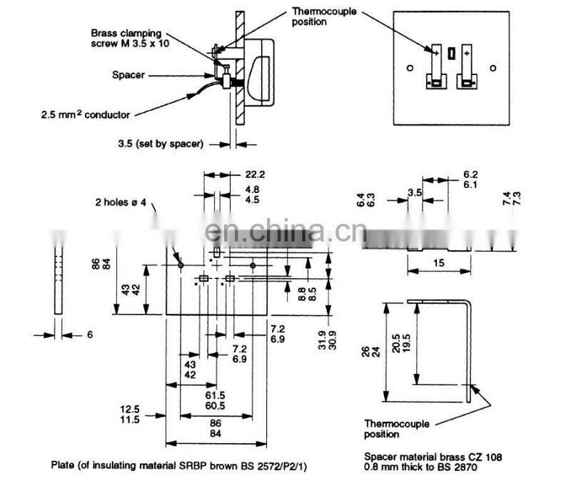 temperature rise test box for dummy front plate conformance to BS1363 figure 17b