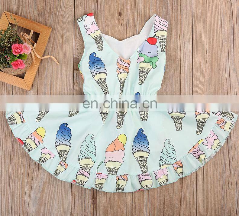Lovely Ice Printed Newborn Baby Jumpsuit Summer Baby Girl Dress