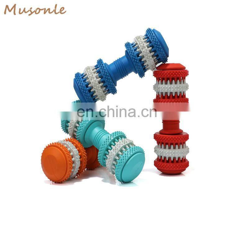 Leakage food training dog toy dumbbell shaped pet toys