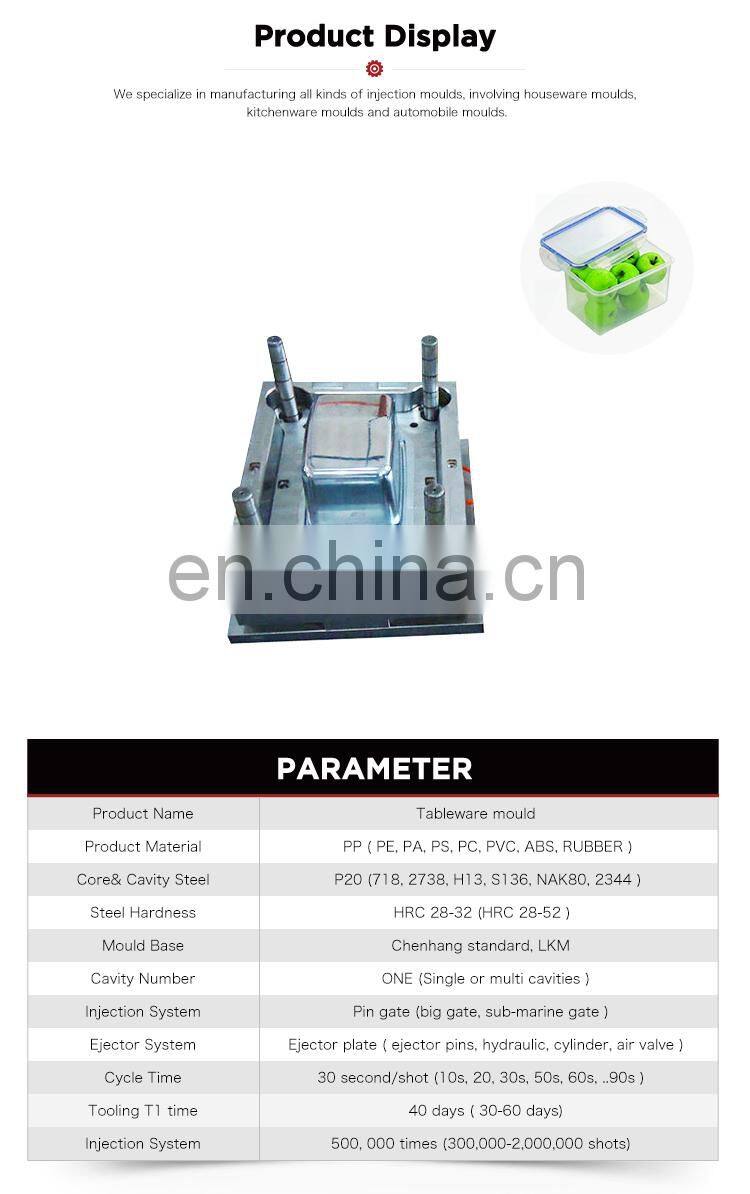 Low cost material safe plastic molding injection food container mold
