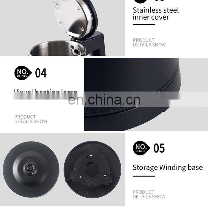 Honeyson new 5 star hotel supplies luxury black 0.8L cordless electric kettle