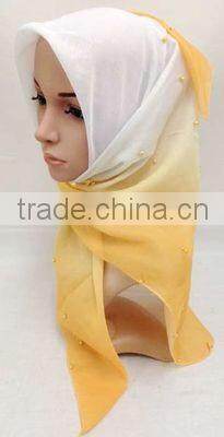 S872 newest voile hijab 100*100cm pearl muslim square scarf head