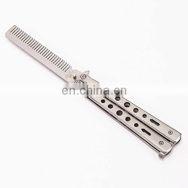 Stainless Steel Silver Practice Butterfly Comb Trainer Training Folding Dull Tool Outdoor Camping Comb