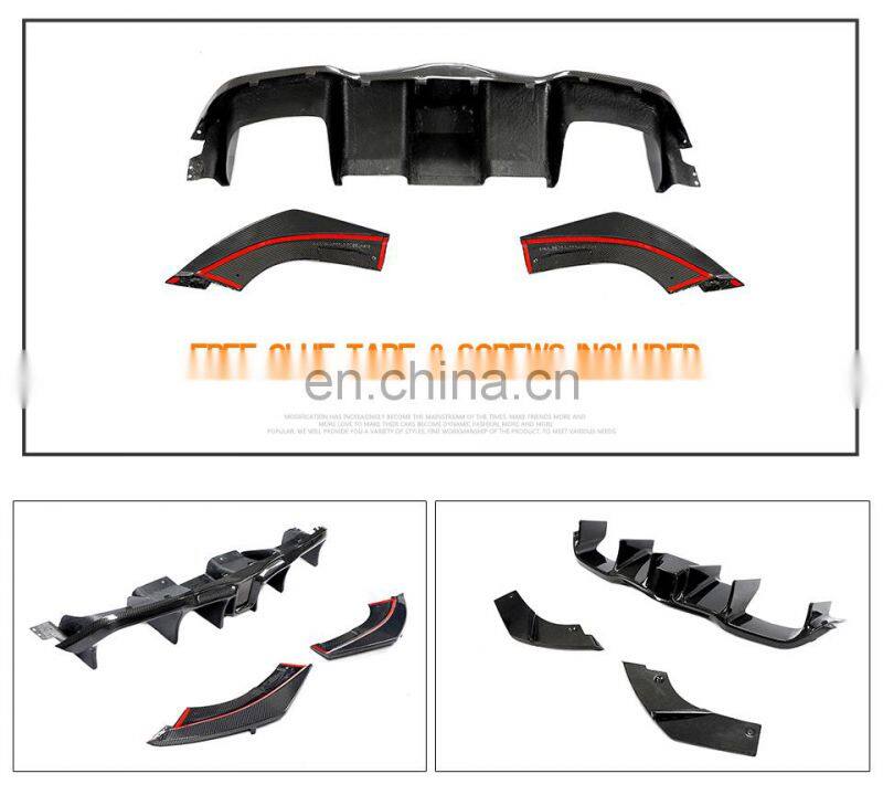 Carbon fiber rear diffuser three section with light for BMW M2 2016-2019