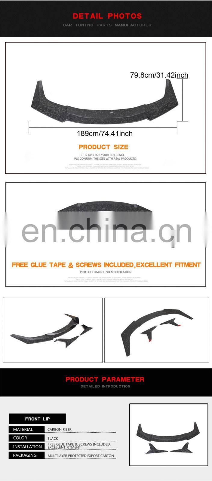 Forged Carbon Fiber LP610 Front Lip Splitters for Lamborghini Huracan LP610-4 Coupe 2-Door 2014-2016