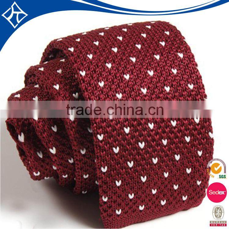 Wholesale woven red knitted tie for man neckwear