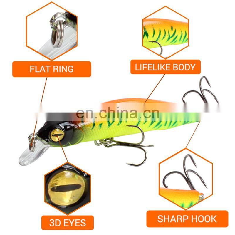 Amazon Middle and High-End Market 90mm 8.4g Wonderful Color Painting Fishing Floating Minnow fishing lure set tackle