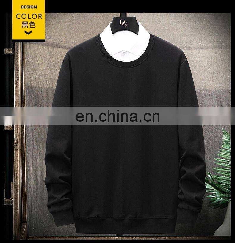 Custom brand round neck plain sweatshirt 100% cotton high quality men custom pullover hoodie plus size men t-shirt