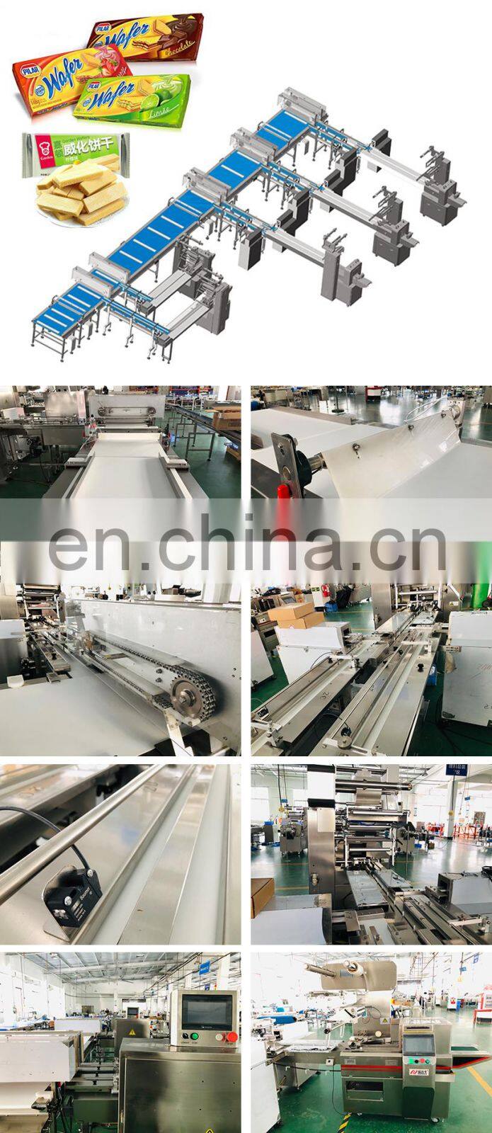 Packaging Machinery Wafer Biscuit Automatic Packing Line For Plastic Bag Multipack
