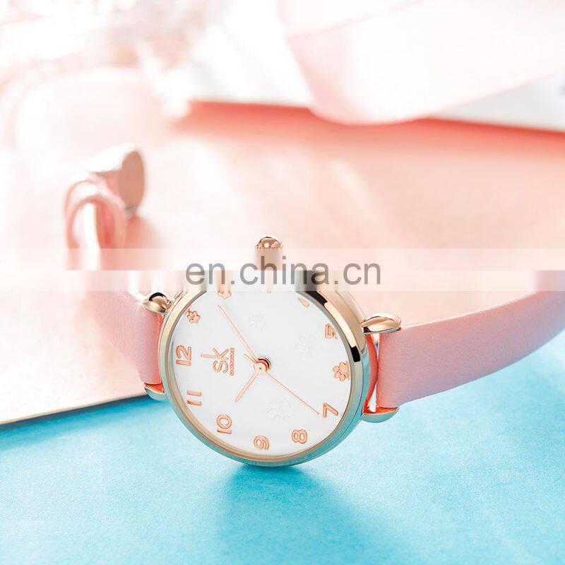 SHENGKE Pink Cute Girls Wristwatch K9025 Clear Arabic Number Dial Watches Ultra Band Kids Watch Chinese Factory Watch