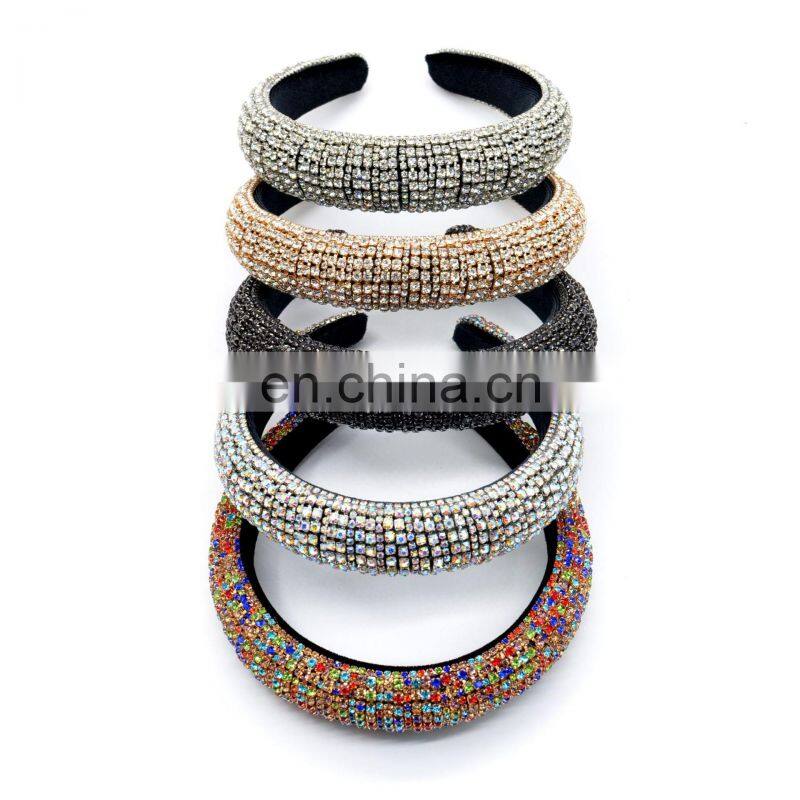 2022 Colorful Bling Bling Rhinestones Headbands For Womens Luxury Shiny Padded Diamond Crystal Hair Bands Party Hair Accessories