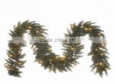 Green PVC Garland with Balls Oranments/Hot Selling 2014 wholesale Flocked christmas garlands wreaths