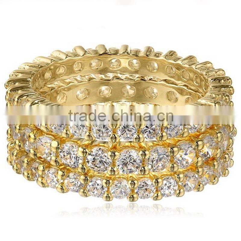 Three Sterling Silver Jewelry and Cubic Zirconia Stacking All-Around Wedding Bands