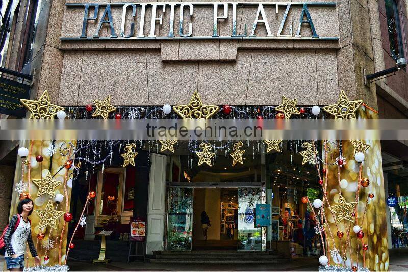 Front door wall snowflake lights hang christmas decoration