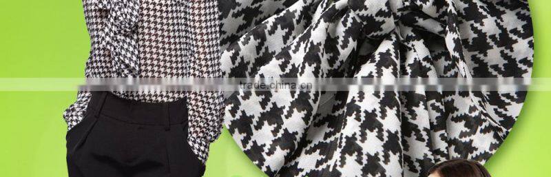 Printed Chiffon Houndstooth Fabric, Check Chiffon for Maxi Dresses