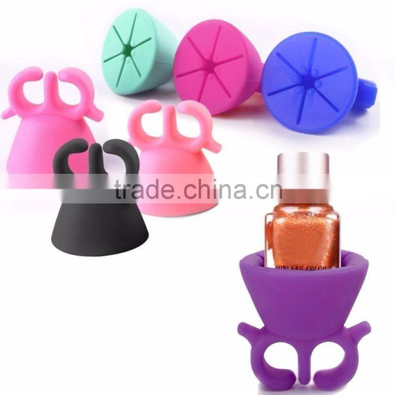 Flexible Durable Wearable Stand Polish Bottle Holder Ring Finger Silicone