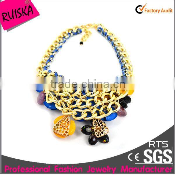 Colorful Handmade Rhinestones And Alloy Flowers Necklace Accessories