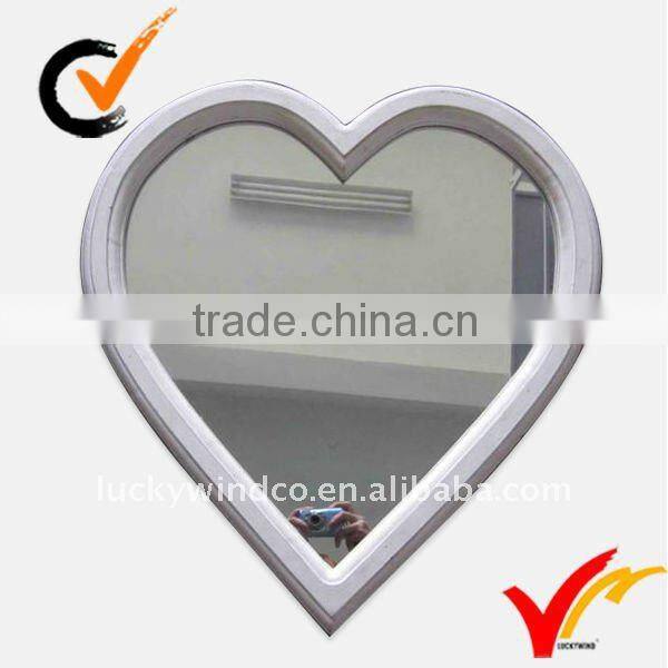 Wooden White Handicraft Heart Shaped Wall Mirror