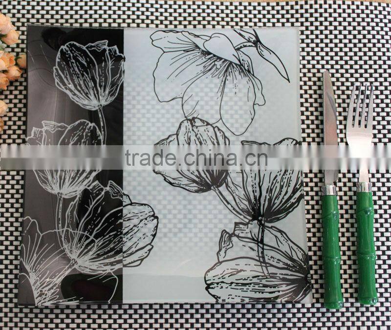 beautiful and fashionable square tempered glass plate
