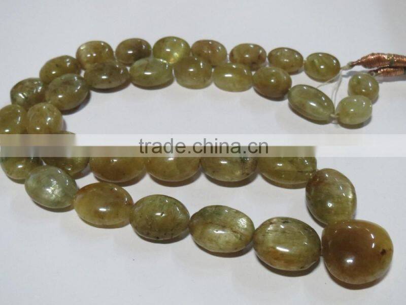 RARE Natural Chrysoberyl Cat's Eye oval stone bead necklace