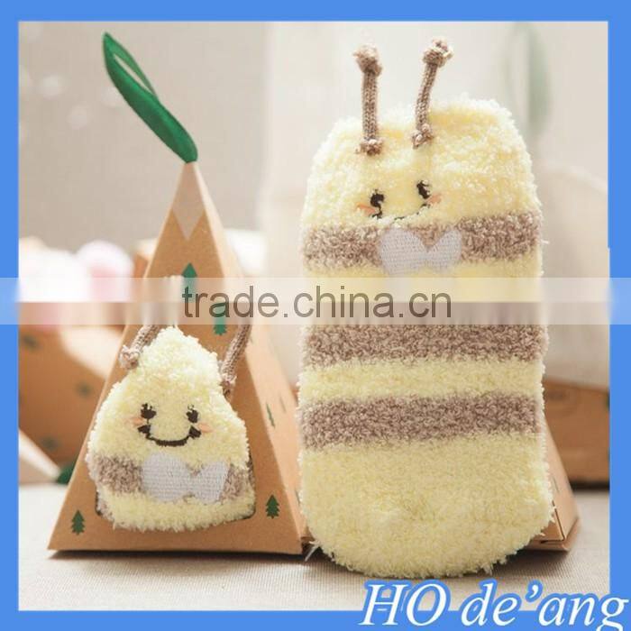 Silicone non-slip baby socks embroidery three-dimensional cartoon coral velvet gift box baby socks floor socks MHo-199