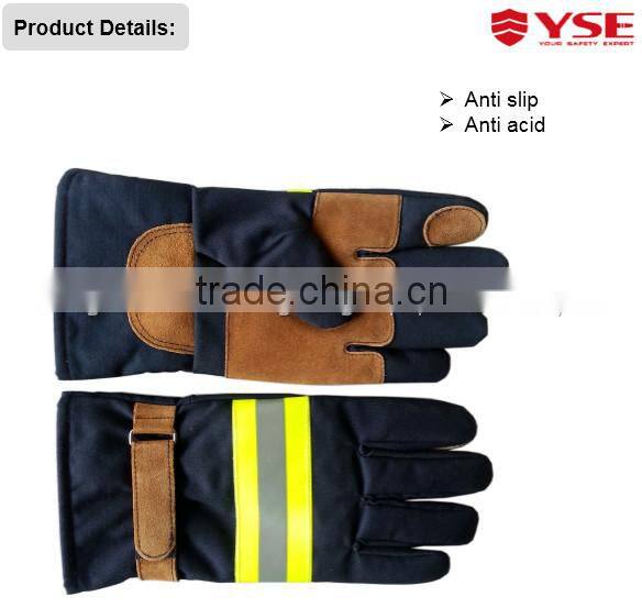 Leather CE approved industrial Fire fighting gloves