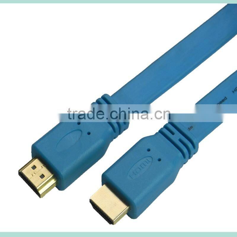 V1.4 Flat HDMI Cable with Ethernet and Gold connector support 3D
