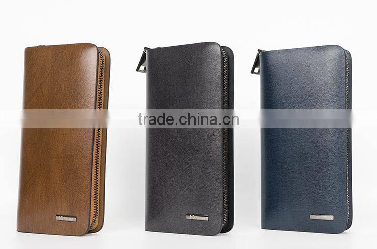 Genuine Leather Men Wallets Business Card Holder Coin Purse Men's Long Zipper Wallet Leather