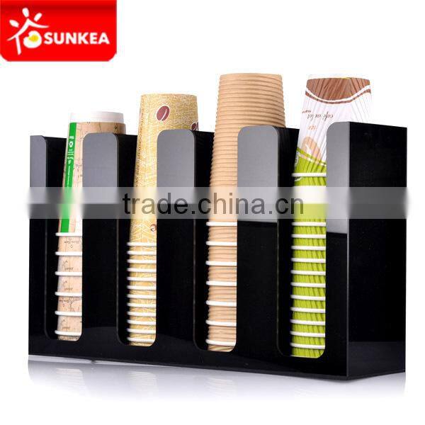 Black wall-mounted acrylic cup organizer