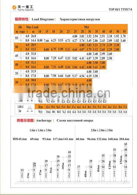 High quality tower crane TT5517-8 (Russian standard)