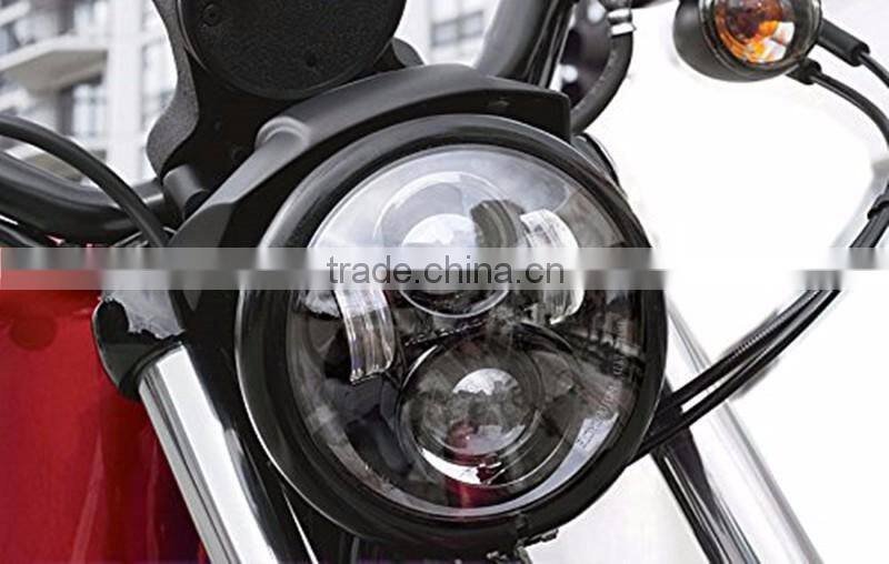 7" LED Headlight Fits Chopper Motorcycles 7 inch Round Projector Led headlight Black for Harley wholesale price