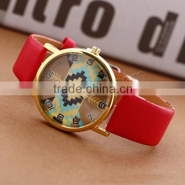 European Style Black Leather Women Wrist Watch Customized PU wrist watch oem