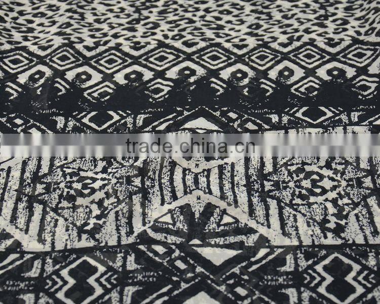 Jiufan Textile Printed Chiffon Black Animal 100% Polyester Woven Fabric For Skirt