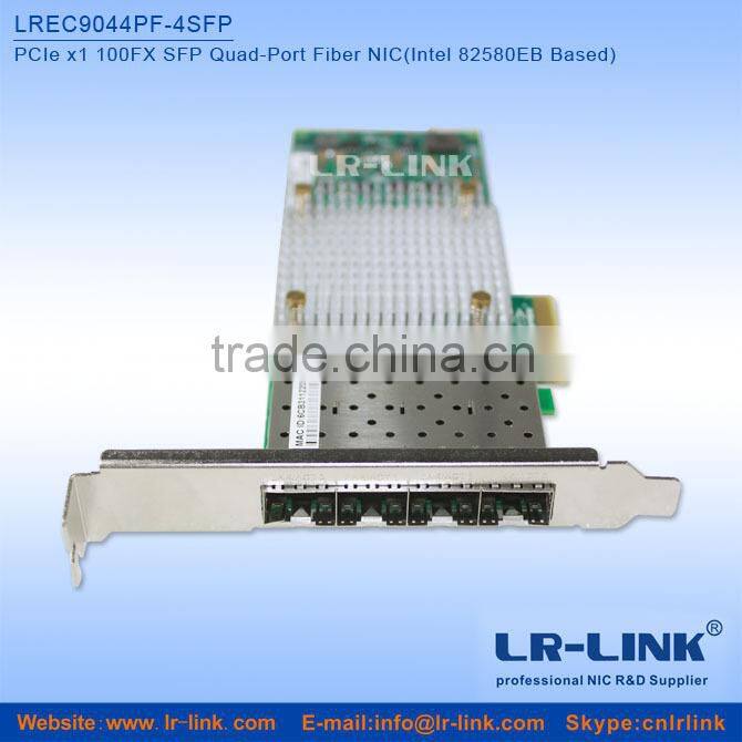 LREC9044PF-4SFP PCIe x1 100FX Quad SFP Port Fiber NIC (Intel 82580 Based) Unique